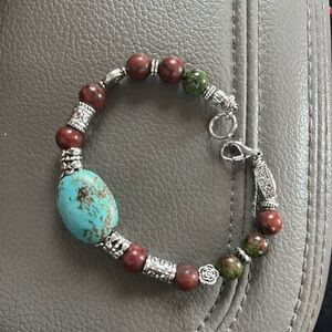 Turquoise and Silver Beaded Bracelet